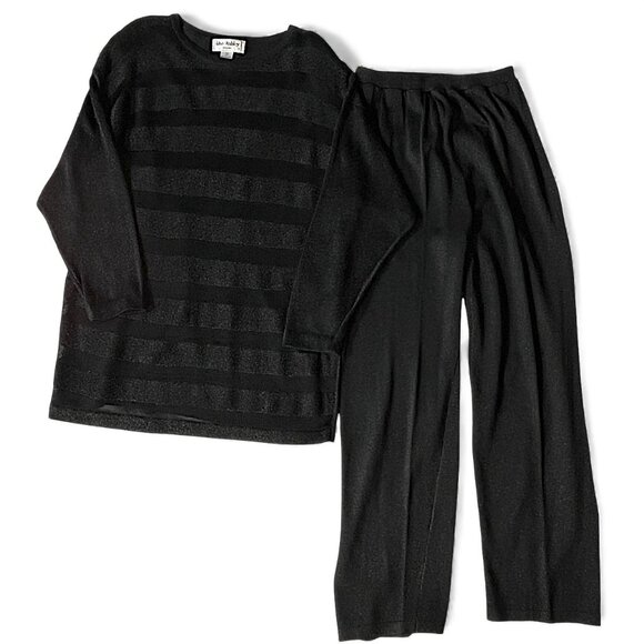 Lisa Ashley Originals Women's 2 Piece Long Sleeve Sweater & Slack Black Size M - Picture 2 of 16